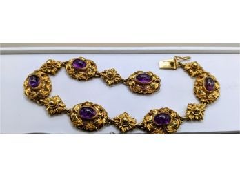 Gorgeous 18K Bracelet With Amethysts -certified By Jeweler Weight