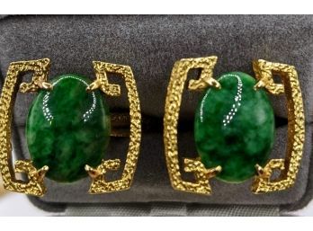 18K Gold Cufflinks With Jade Stones?  But The Gold Is Definitely 18k