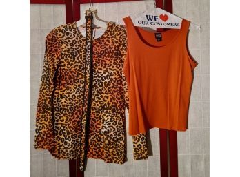 Mondi Leopard And Eileen Fisher Orange Tank - Love These!! Size Small