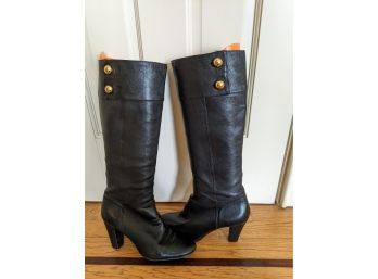 Size 7.5 Kate Spade Black Boots - Great Look With Gold Accents