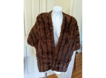 Vintage Mink Stole In Plush Light Brown - Size Small.  By Damien