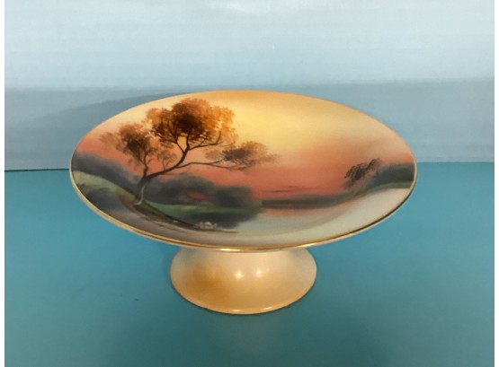 Vintage Hand Painted Japanese Footed Nut Dish (1950's)