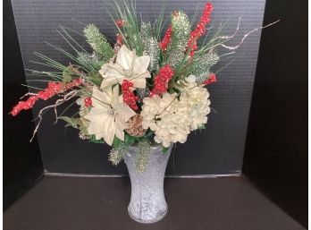 Bradford Exchange James Hautman Cardinals Art Floral Tabletop Centerpiece In Crystal Vase