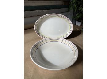 Vintage Ironstone Italian Striped Platter And Serving Bowl