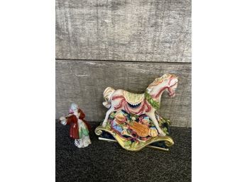Hand Painted Horse And Flute Player