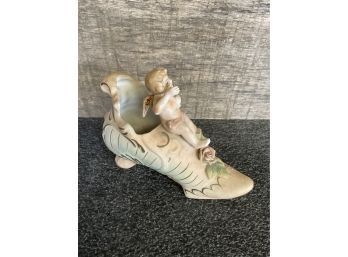 Moriyama Victorian Shoe With Cherub And Rose China Made In Occupied Japan