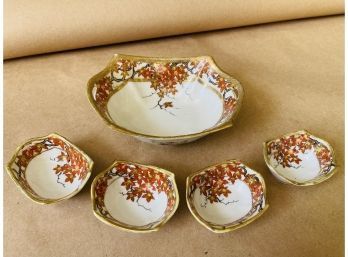 Imperial Nippon Hand Painted Bowl And Ramekin Set