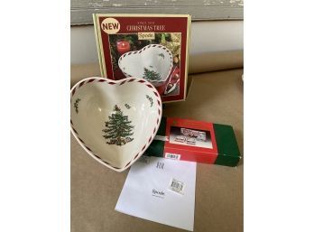 Spode Peppermint Heart Bowl And Playing Cards