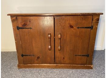 Antique Pine Double Door Storage Cabinet