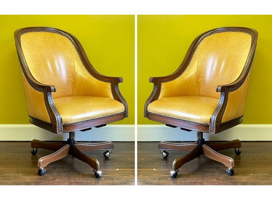 A Pair Of Leather Executive Chairs By Leathercraft (2 Of 9)