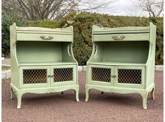 A Pair Of Fabulous Vintage Painted Wood French Provincial Nightstands