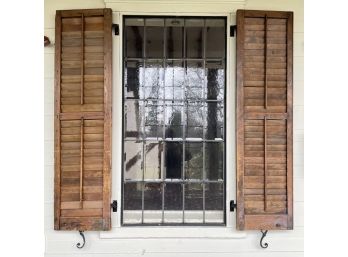 A Group Of 6 Beautiful Antique Stained Wood Shutters (not Window)