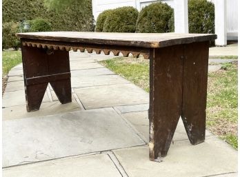 A Primitive Scrolled Edge Pine Bench