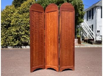 A Paneled Wood Dressing Or Dividing Screen