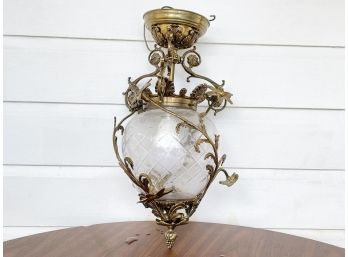A Vintage Bronze And Cut Glass Ceiling Fixture