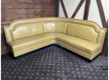 Custom Leather And Nailhead Trimmed Banquette Seating - 'L' Corner