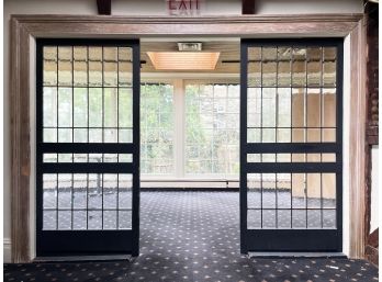 A Pair Of Taliesin Authorized Frank Lloyd Wright Leaded Glass Doors