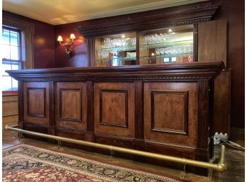 A Paneled Wood Bar With Brass Rail And Mirrored Bar Back (Taken Apart!)