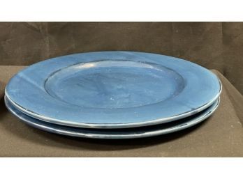 Arte Italica Blue Plates PAIR 13.5' Diameter  Made In Italy