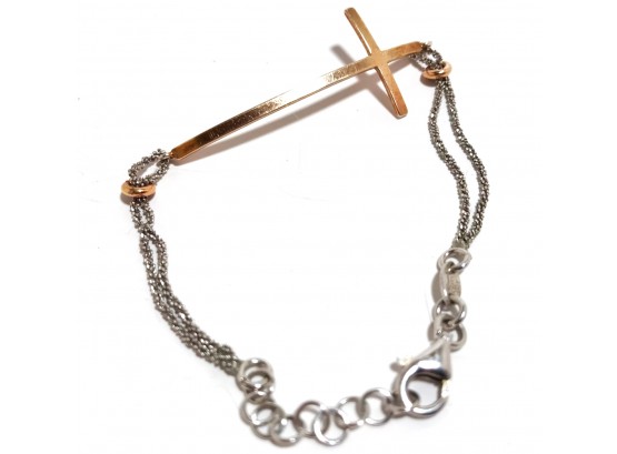 Italian Sterling Silver Crucifix Bracelet By Dyadema (4 Grams)