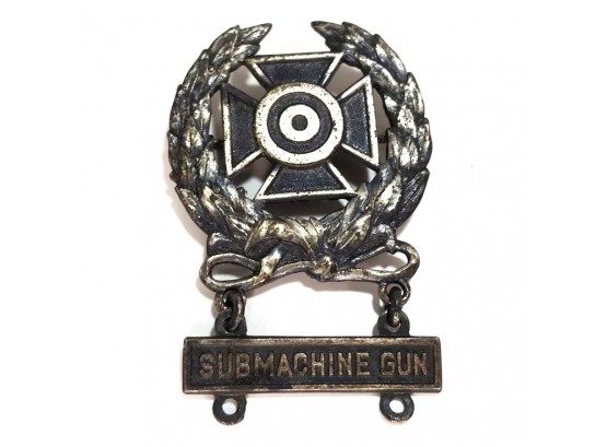 Sterling Silver Submachine Gun Medal (Possibly World War II Era)