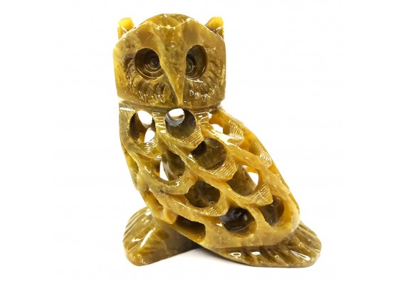 Vintage Hand Carved Stone Owl With A Baby Owl Inside (Possibly Soapstone)