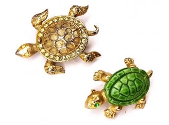 Vintage Turtle Brooches (Both Turtles Are Missing Stones)