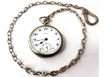 Antique Silver Wengia 10 Rubis Pocket Watch By The Langendorf Watch Company (3.2 Ounces)