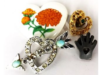 Heart Pins & Brooches (4 Pins In Total)