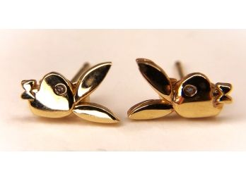 14k Gold Playboy Bunny Earrings