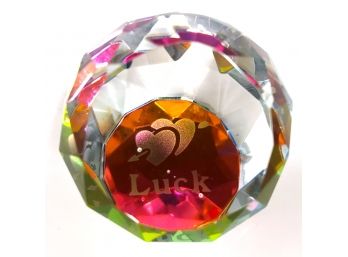 Small Glass 'Luck' Prism Paperweight