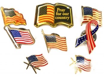 American Flag Pin Lot (8 Pins In Total)