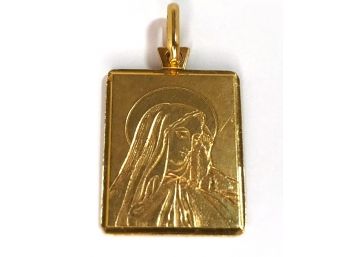 Vintage 18kt Italian Gold Pendant Of The Virgin Mary