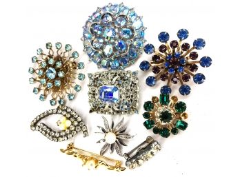 Mix Of Vintage Stone Brooches (9 Brooches In Total)