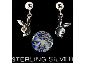 Sterling Silver Playboy Bunny Earrings