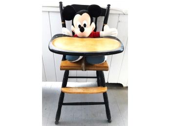 Wooden High Chair With Plush Mickey Mouse