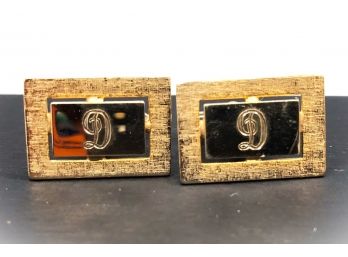 Vintage Gold Tone Cufflinks With The Initial 'D'