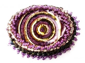 2010 Purple Brooch Signed By Lang