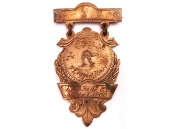 Antique T.A.M.A. 3 Legged Race Medal From July 1st, 1900 In Bay Side, Long Island