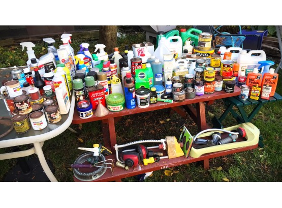 Assortment Of Household Chemicals, Paint, Garden Supplies, Etc.