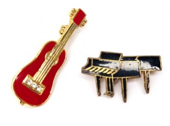 Vintage Music Pins  (Guitar & Piano)
