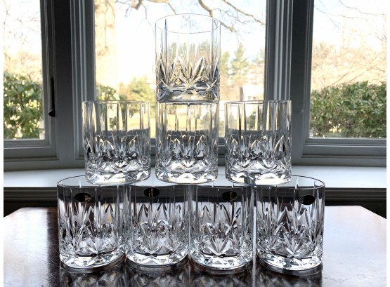 Set Of 8 Rogaska Crystal Double Old Fashioned Glasses In Hampshire Pattern