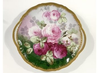 Lavish Theodore Haviland Limoges Hand Painted Round Platter With Cabbage Roses