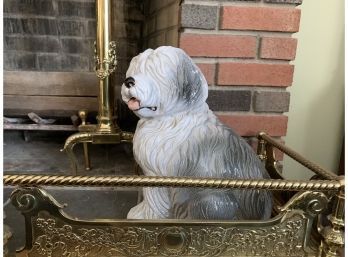 Large Glazed Terracotta Dog Statue - Made In Italy