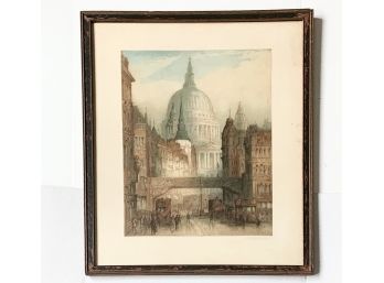 J. Alphege Brewer (1881-1946), Signed Etching  Of St. Pauls  Cathedral