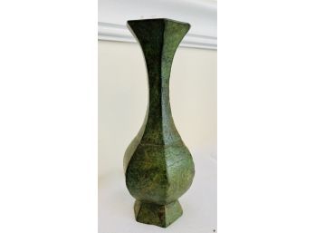 Bronze Vase With Etchings  Heavy