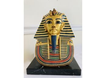 AGI Vintage Large King Tutankhamen Brass Statue Egyptian Pharaoh Unusual To Be Mounted On Marble Base