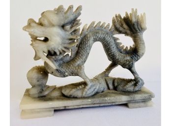 Vintage Carved Marble Asian Dragon