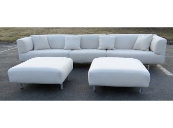 11 Foot 3pc Italian Made Sectional By Cassini In Cream / Vanilla From High End Dutchess County Estate