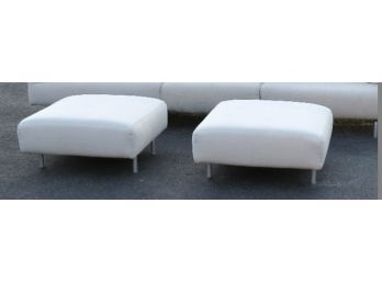 Matching Pair Of Cassini Italian Made Ottoman's In Creamy Off White / Vanilla Color - High End Dutchess Estate